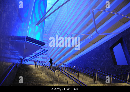 L'ingresso al Conrad Hotel in Battery Park City, un quartiere di Manhattan. La lobby presenta un dipinto di Sol LeWitt. Foto Stock