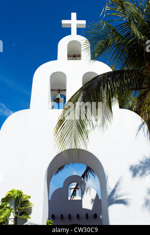 Messico,Quintana Roo,Messico,bianco chiesa di adobe Foto Stock
