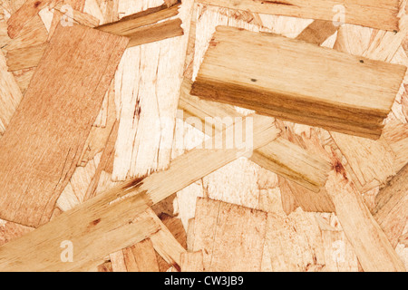 Close-up di wafer o scheda oriented strand board. Foto Stock