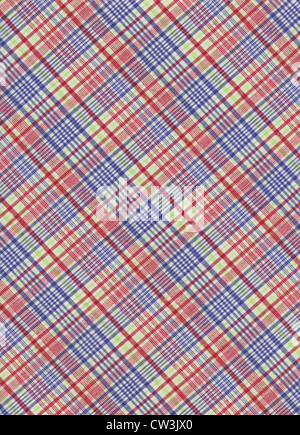 Rosso Blu Verde Bianco e diagonal plaid tessuto sfondo. Foto Stock