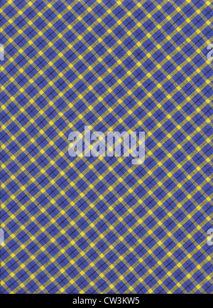 Blue giallo diagonal plaid controllato sfondo tessili. Foto Stock