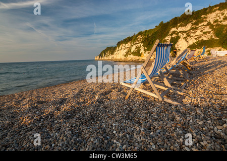 Spiaggia di birra, Lyme Bay, Jurassic Coast parte del Sud Ovest sentiero costiero, Devon, Inghilterra, Regno Unito Foto Stock