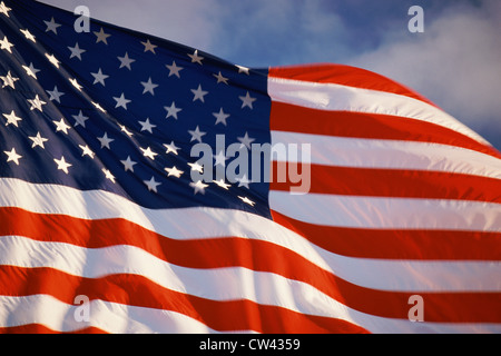 Bandiera americana sventolare nel vento Foto Stock