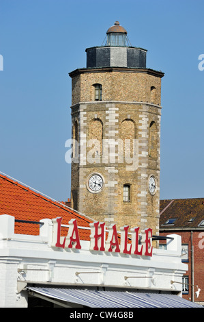 Il Tour du Leughenaer / bugiardo torre nel porto di Dunkerque / Dunkerque, Nord-Pas-de-Calais, Francia Foto Stock