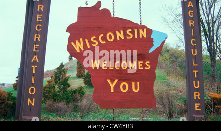 Benvenuti al segno di Wisconsin Foto Stock