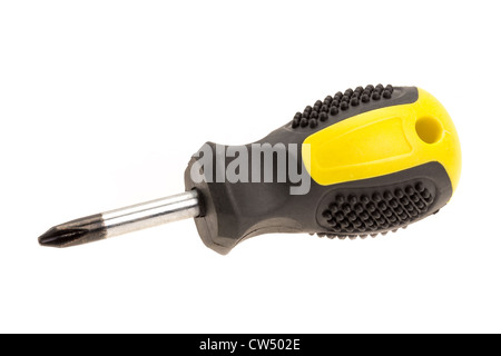 Cacciavite piccolo con una croce Phillips Head - studio shot con uno sfondo bianco Foto Stock