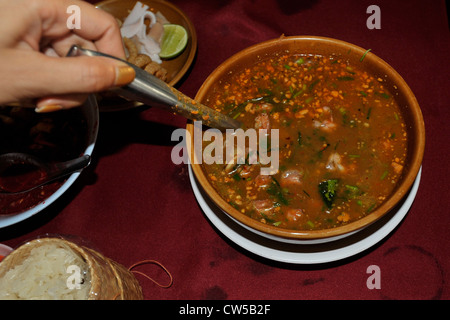 KAENG KHAE, rana piccante curry ( om kob) strano e bizzarro specialty curry da Chiang Rai,nord della Thailandia Foto Stock