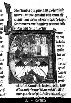 William del pneumatico, "Storia delle azioni fatte al di là del mare", Accra, ca. 1275-1291, f° 62 v° : assedio di Gerusalemme Foto Stock