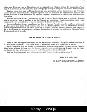 Foglio illustrativo di algerini del Partito comunista: "chiamata per il popolo algerino', pagina 4 Foto Stock
