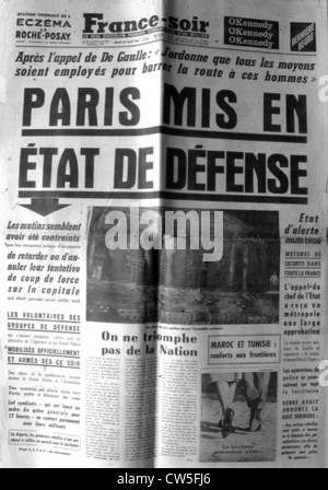 La guerra in Algeria, pagina anteriore del quotidiano 'France-Soir' Foto Stock