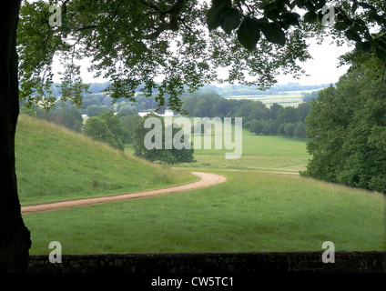 Percorso attraverso un parco inglese nel West Sussex. Inghilterra Foto Stock