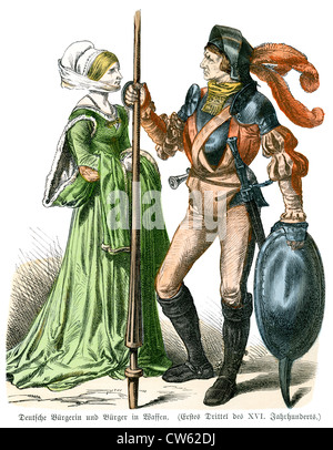 Cavaliere tedesco e Lady dalla fine del XVI secolo Foto Stock