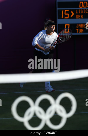 Sabine LISICKI (GER) in azione a Wimbledon durante i Giochi Olimpici 2012 Foto Stock