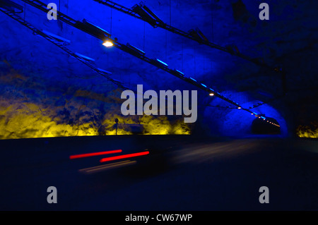 Il Laerdals tunnel in Sogn, Norvegia occidentale, è 24,5 km di lunghezza e la più lunga del mondo tunnel, Norvegia Foto Stock