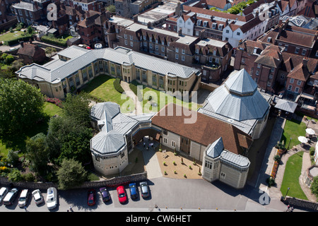 Vista aerea della Cathedral Lodge, Cattedrale di Canterbury, nel Kent Foto Stock