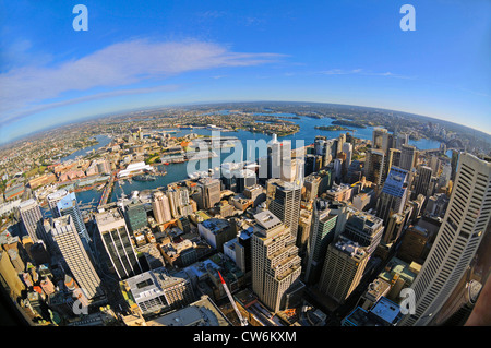 Vista su Sydney dalla Torre di Sydney, in Australia, a Sydney Foto Stock