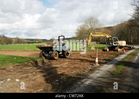 Groundworks per alloggiamento nuovo sviluppo, Llanrhystud, Galles. Foto Stock
