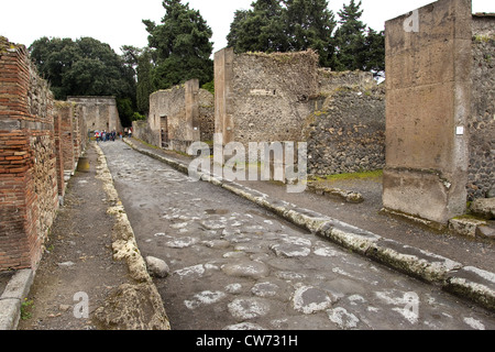 Strada nel sito antica Pompei, Italia, Pompei Foto Stock