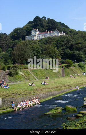 Lyn River a Lynmouth Devon Foto Stock