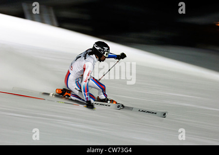 Telemark a Tignes ski resort, nord Alpi a cavaliere, Francia Foto Stock