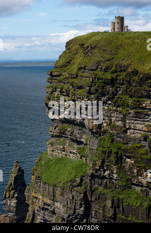 O'Brien's Tower, scogliere di Moher, Co Clare, Irlanda. Foto Stock