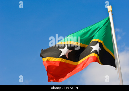 Bandiera nazionale di Saint Kitts e Nevis, Saint Kitts e Nevis Foto Stock