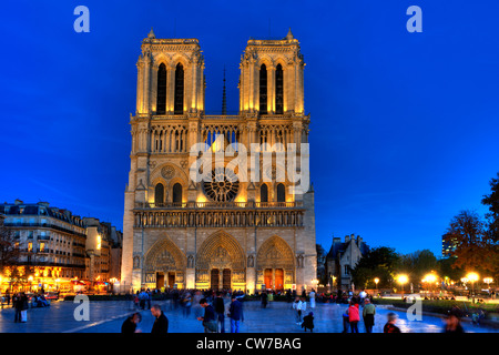 Notre Dame de Paris di notte, Francia, Parigi Foto Stock