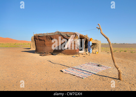 Berber capanno nel deserto, Marocco Foto Stock