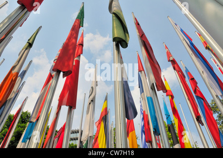 Bandiere nazionali dell'Organizzazione europea dei brevetti, in Germania, in Baviera, Muenchen Foto Stock