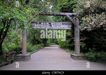 Ingresso a Muir Woods National Monument, Stati Uniti, California, Muir Woods monumento nazionale Foto Stock