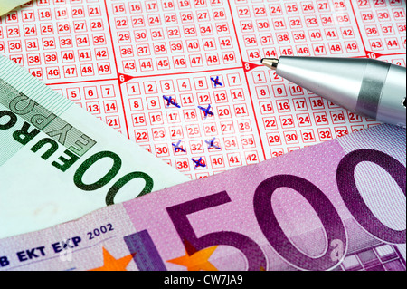 Biglietto della lotteria e delle banconote, Germania Foto Stock