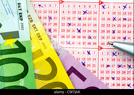 Biglietto della lotteria e delle banconote, Germania Foto Stock