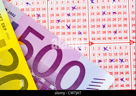 Biglietto della lotteria e delle banconote, Germania Foto Stock