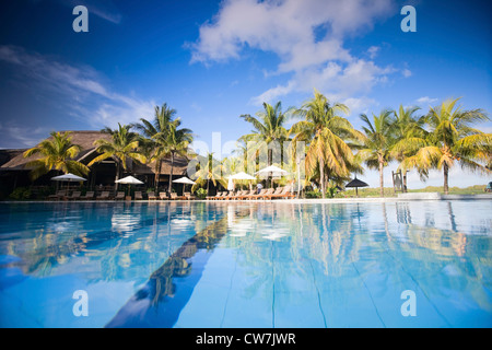 Bella piscina nel resort di lusso, Mauritius Foto Stock