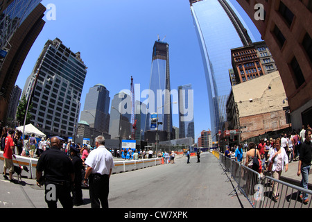 World Trade Center memorial e sito in costruzione la parte inferiore di Manhattan a New York City Foto Stock