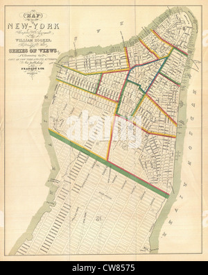 1831 Hooker mappa di New York City (1871 riemissione) Foto Stock