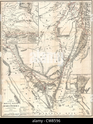 1856 Kiepert Mappa della penisola del Sinai, Egitto Foto Stock