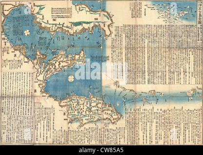 1847 Giapponese Periodo Edo Woodblock Mappa delle Isole Izu (Tokyo o Edo) Foto Stock