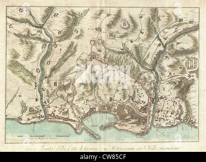 1800 Bardi mappa di Genova (Genova), Italia Foto Stock