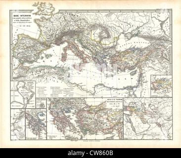 1865 Spruner Mappa del Mediterraneo dalle guerre puniche per Mithridates il grande Foto Stock