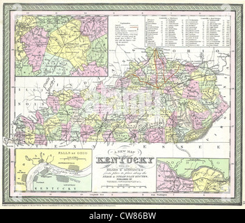 1850 Cowperthwait Mappa del Kentucky Foto Stock