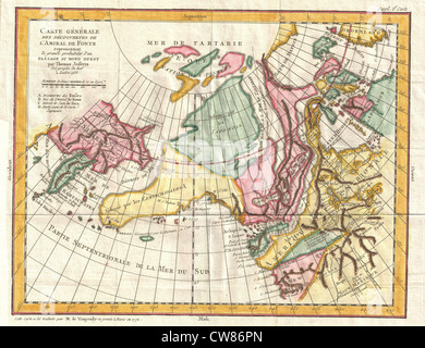 1772 Vaugondy - Diderot Mappa di Alaska, Pacific Northwest ^ il passaggio a Nord Ovest - Foto Stock