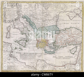 1741 eredi Homann (mappa della Grecia antica ^ il mediterraneo orientale Foto Stock