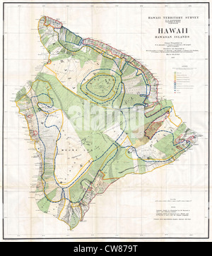 1901 Ufficio di terra mappa dell'isola di Hawaii, Hawaii. Foto Stock