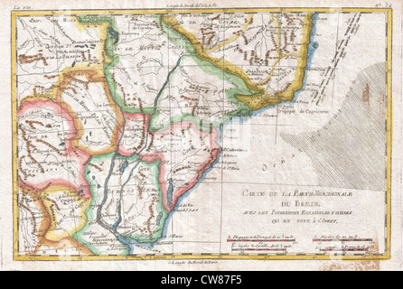 1780 Raynal e Bonne Mappa del Sud del Brasile, Argentina settentrionale, Uruguay e Paraguay Foto Stock