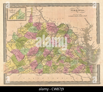 1848 Greenleaf Mappa di Virginia Foto Stock