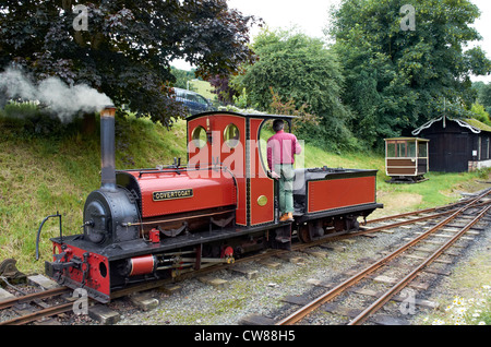 Launceston Steam Railway. Un 2 piedi linea a scartamento ridotto in esecuzione da Launceston, Cornwall utilizzando Quarry Hunslet motori. Foto Stock