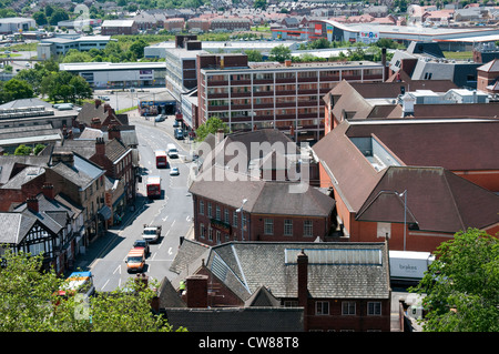 Una veduta aerea di Chesterfield Town Center, DERBYSHIRE REGNO UNITO Inghilterra Foto Stock