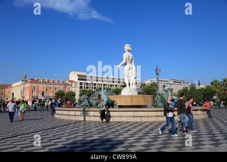 Fontaine du Soleil, fontana del sole, Place Massena Nizza, Francia, Europa Foto Stock