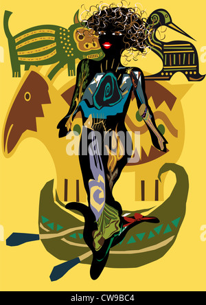 Donna vestita in stile etnico Foto Stock